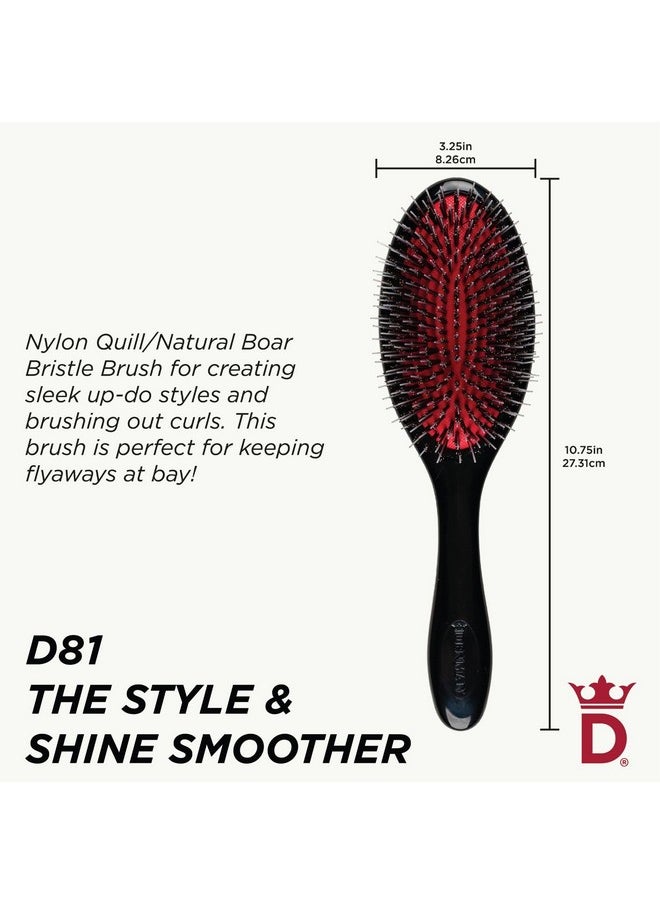 DENMAN Denman Style and Shine Hair Brush for Slick Back Looks and Adding Glossy Shine to Hair with Soft Nylon Quill Boar Bristles for Sleek Smoothing, Detangling and Styling - Black, D81M  - Image 2