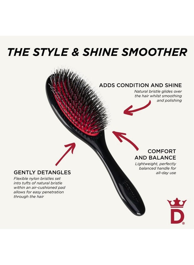 DENMAN Denman Style and Shine Hair Brush for Slick Back Looks and Adding Glossy Shine to Hair with Soft Nylon Quill Boar Bristles for Sleek Smoothing, Detangling and Styling - Black, D81M  - Image 5