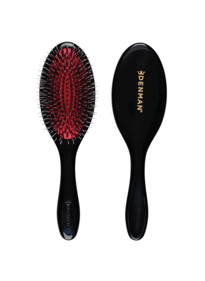 DENMAN Denman Style and Shine Hair Brush for Slick Back Looks and Adding Glossy Shine to Hair with Soft Nylon Quill Boar Bristles for Sleek Smoothing, Detangling and Styling - Black, D81M  - Image 1