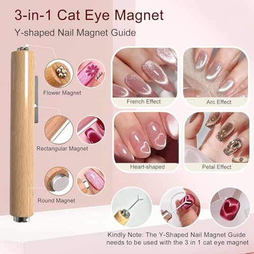 Neutechno 65Pcs Nail Art Tools Set, Professional 7Pcs Nail Art Brushes and 2Pcs Striping Liner Brush, 3Pcs Dual Tipped Dotting Pens, 4-Types Cat Eye Magnet, 50Pc Nails Sponges for Ombre & Grabbing Pen - Image 4