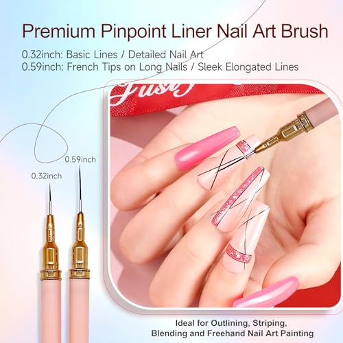 Neutechno 65Pcs Nail Art Tools Set, Professional 7Pcs Nail Art Brushes and 2Pcs Striping Liner Brush, 3Pcs Dual Tipped Dotting Pens, 4-Types Cat Eye Magnet, 50Pc Nails Sponges for Ombre & Grabbing Pen - Image 3