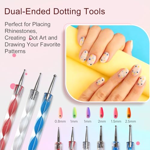 Neutechno 65Pcs Nail Art Tools Set, Professional 7Pcs Nail Art Brushes and 2Pcs Striping Liner Brush, 3Pcs Dual Tipped Dotting Pens, 4-Types Cat Eye Magnet, 50Pc Nails Sponges for Ombre & Grabbing Pen - Image 5