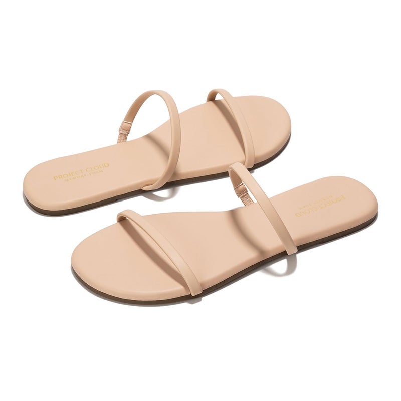 Project Cloud Summer Sandals for Women 2026 - Memory Foam Insole and Eco-Crafted Leather Beach Flip Flops for Women - Non Slip and Lightweight Double Strap Womens Sandals (Transition, BEIG,7.5) - Image 2