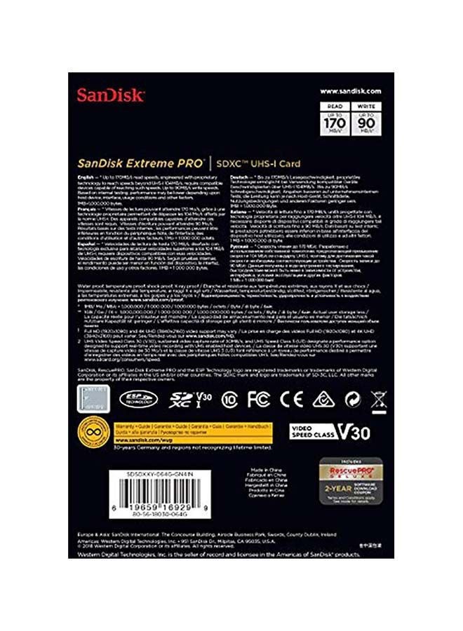 Extreme PRO SDXC Memory Card Up to 170MB/s, UHS-I, Class 10 64.0 GB - Image 4