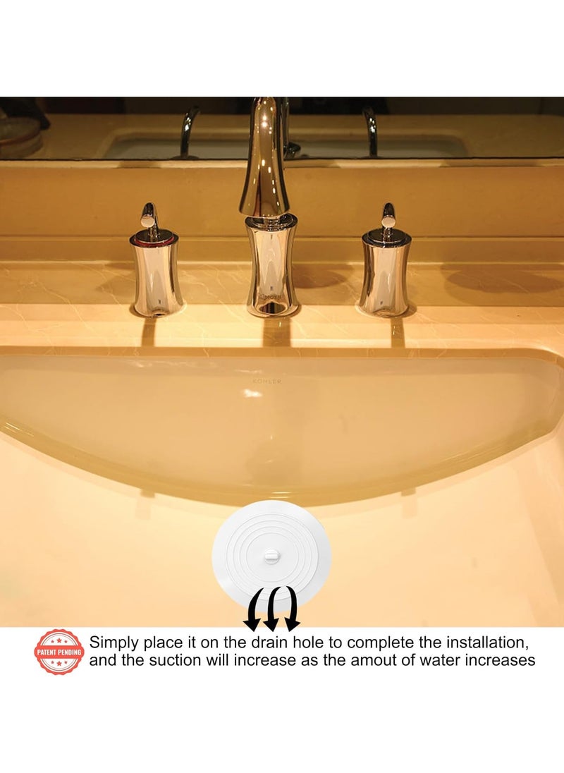 Tub Stopper 2 Pcs, Silicone Drain Plug,Hair Stopper,Flat Suction Cover,for Kitchen Bathroom Accessories and Laundry