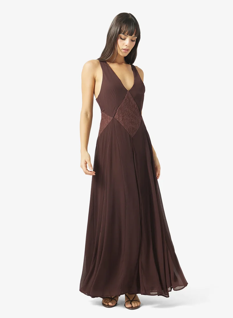توب شوب Plunge Short Sleeve Maxi Dress