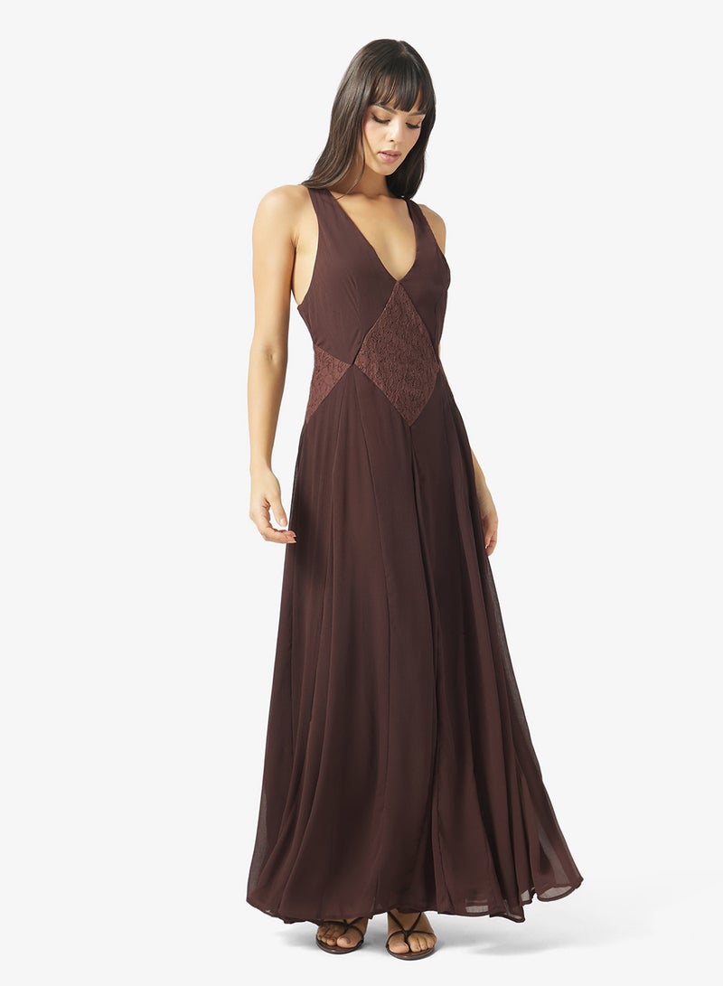 TOPSHOP Plunge Short Sleeve Maxi Dress - Image 1