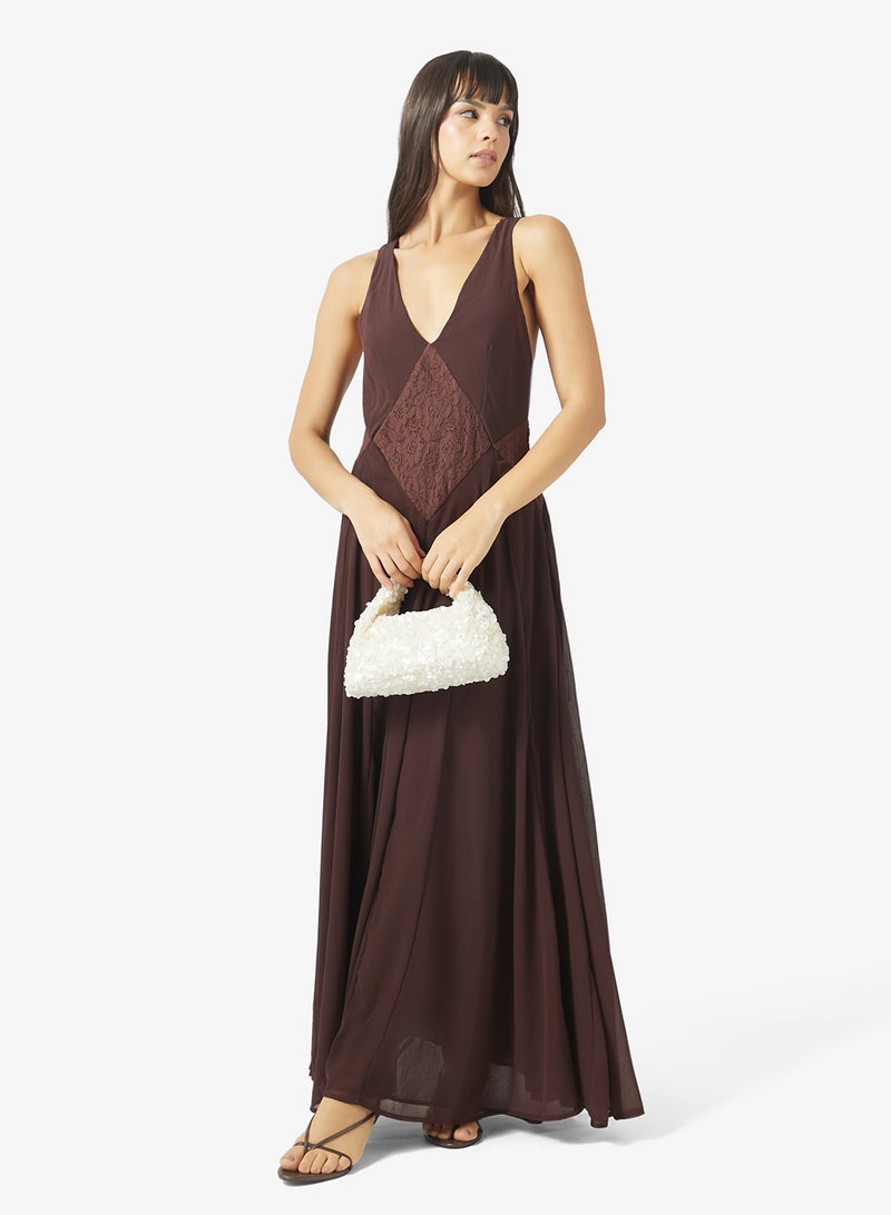 TOPSHOP Plunge Short Sleeve Maxi Dress - Image 4
