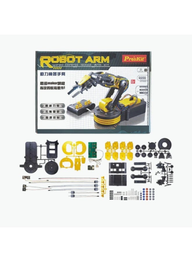 Pro'skit Pro’sKit GE-535N Wired Control Robot Arm – DIY STEM Mechanical Robotics Kit with 5-Axis Control, Rotating Base & Claw for Kids - Image 2