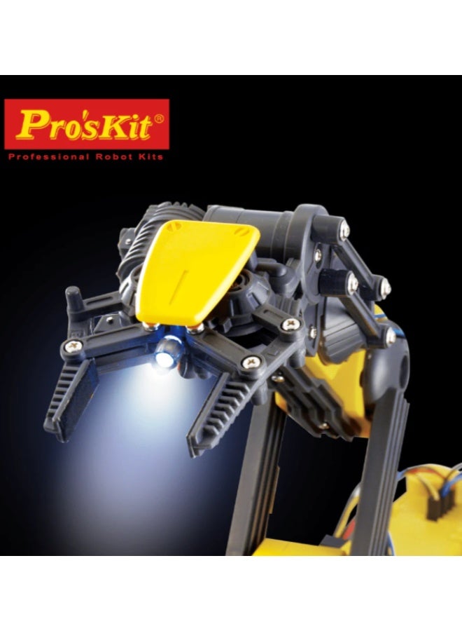 Pro'skit Pro’sKit GE-535N Wired Control Robot Arm – DIY STEM Mechanical Robotics Kit with 5-Axis Control, Rotating Base & Claw for Kids - Image 5