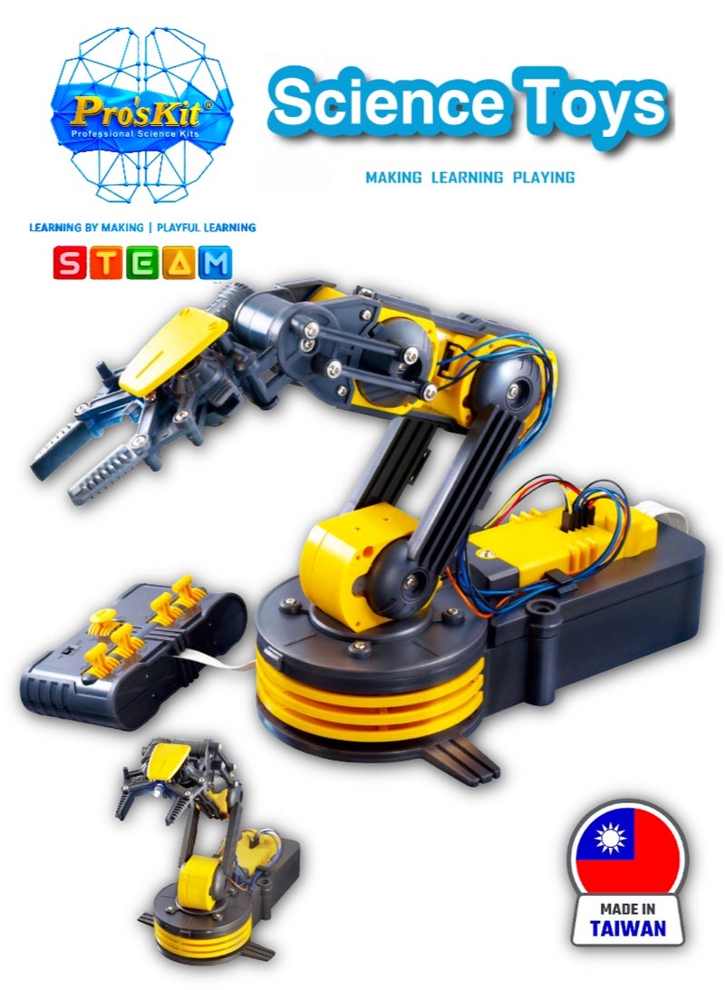 Pro'skit Pro’sKit GE-535N Wired Control Robot Arm – DIY STEM Mechanical Robotics Kit with 5-Axis Control, Rotating Base & Claw for Kids - Image 1