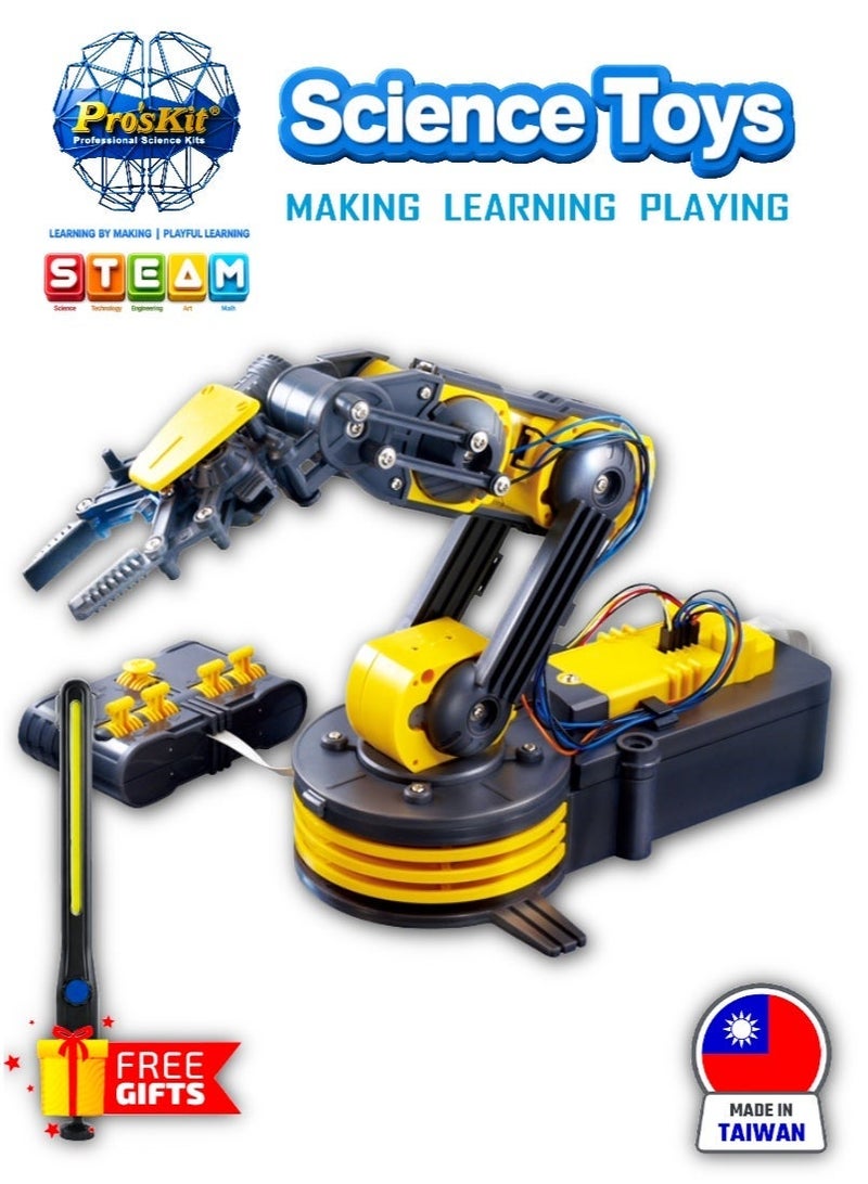 Pro'skit Pro’sKit GE-535N Wired Control Robot Arm – DIY STEM Mechanical Robotics Kit with 5-Axis Control, Rotating Base & Claw for Kids (( LED Light Gift)) - Image 1