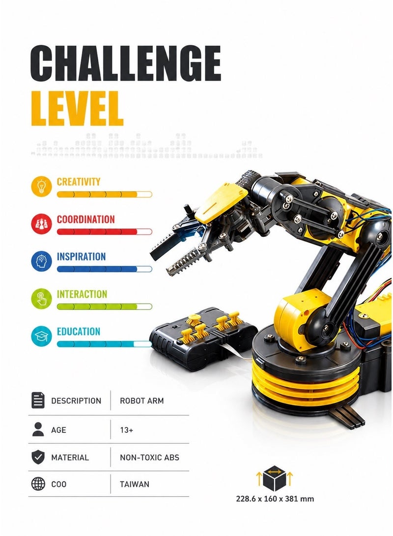 Pro'skit Pro’sKit GE-535N Wired Control Robot Arm – DIY STEM Mechanical Robotics Kit with 5-Axis Control, Rotating Base & Claw for Kids (( LED Light Gift)) - Image 5