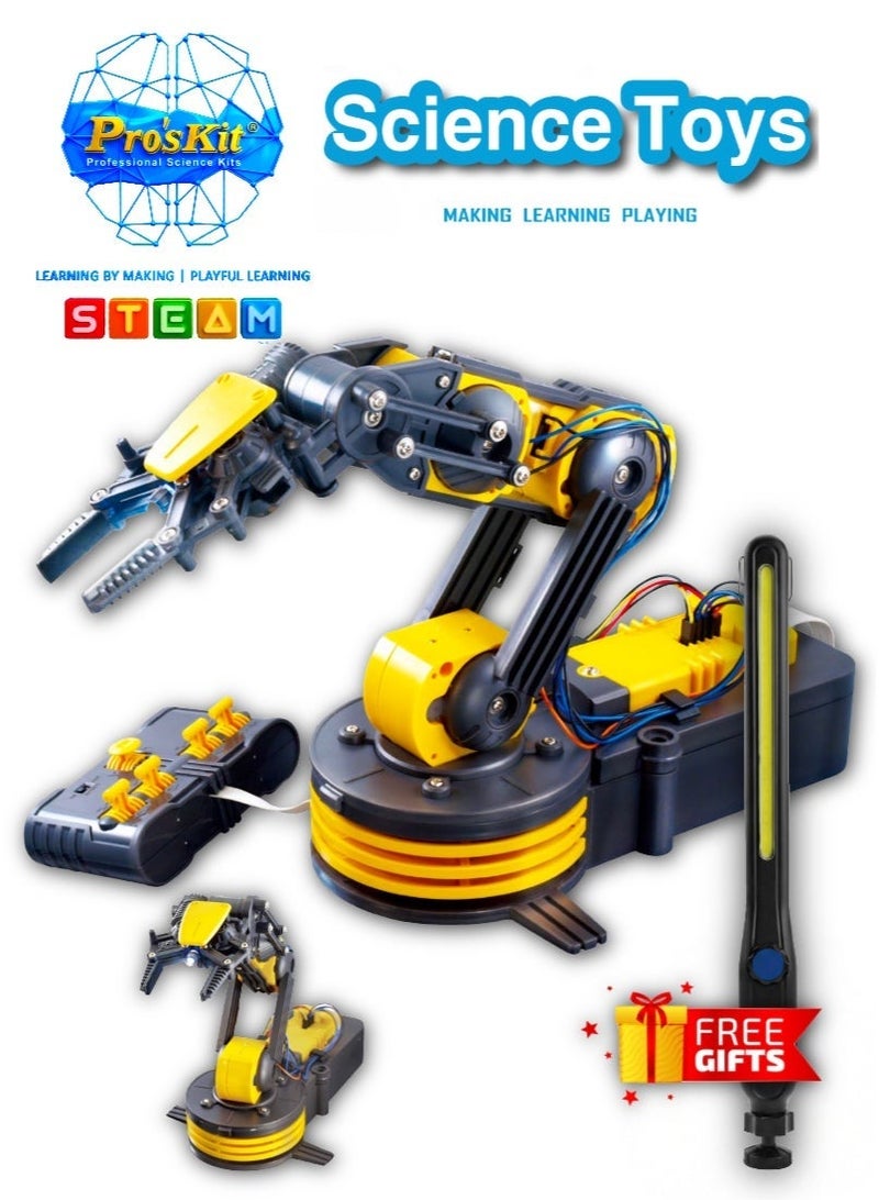 Pro'skit Pro’sKit GE-535N Wired Control Robot Arm – DIY STEM Mechanical Robotics Kit with 5-Axis Control, Rotating Base & Claw for Kids (( LED Light Gift)) - Image 3