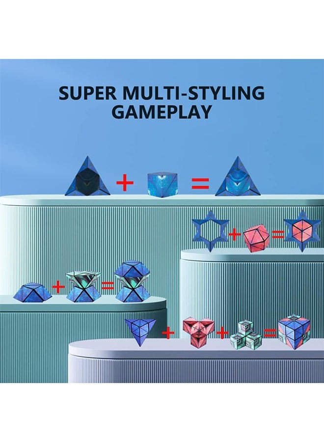 3D Geometric Puzzle Rubik's Cube for Children, Collapsible and Rotatable Magnetic Rubik's Cube, Environmentally Friendly Materials Changeable Cube Toys with High Stack Ability - Image 5