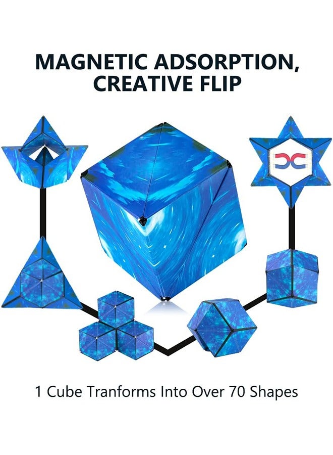 3D Geometric Puzzle Rubik's Cube for Children, Collapsible and Rotatable Magnetic Rubik's Cube, Environmentally Friendly Materials Changeable Cube Toys with High Stack Ability - Image 4