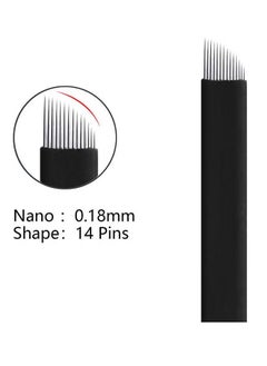 Realfrog 10 Pieces Disposable 0.18mm Microblading Blade Fine Needles Permanent Makeup Curve Brow Manual Eyebrow Embroidery Tattoo Microblade Needles - 14 Pins Shape  - Image 4