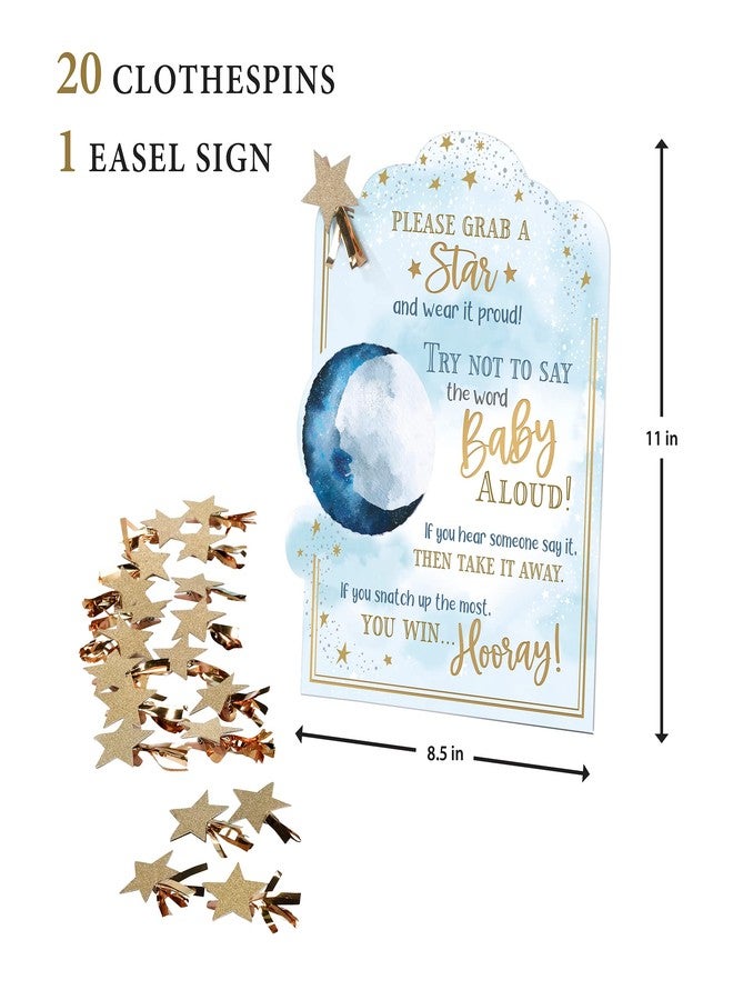 Lillian Rose"Love You to The Moon and Back" Themed"Don't Say Baby" Baby Shower Clothespin Game,Blue - Image 3