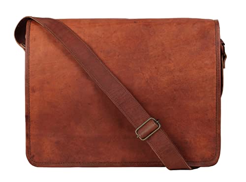 RUSTIC TOWN 15 inch Vintage Crossbody Full Grain Leather Laptop Messenger Bag - Image 4