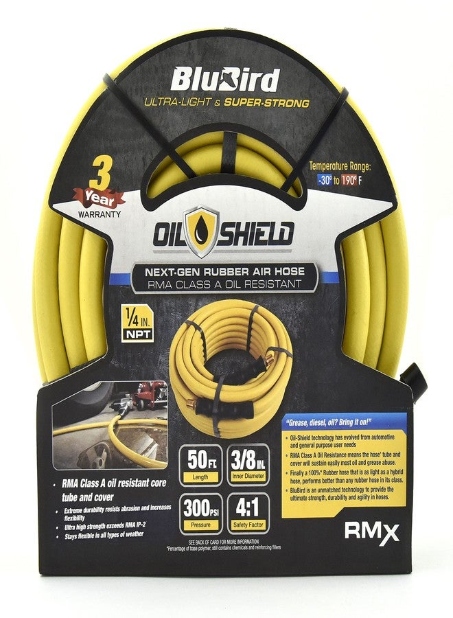 BluBird Oil-Shield: Winner - Top 20 Tools of 2016: 3/8" x 50' RMA Class A Professional Rubber Air Hose: The Lightest & Strongest Oil Resistent Hose - Image 1