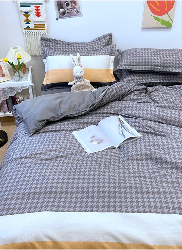 Sharpdo - 4-piece Bedding Set Microfiber Soft Quilt Set With 1 Quilt Cover 1 Flat Sheet And 2 Pillowcases 2.2m Bed（220*240cm） - Image 1