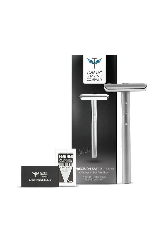 BOMBAY SHAVING COMPANY Bombay Shaving Co Silver Precision Safety Razor For Men | Gift Set For Men | Shaving Razor For Men | Gifts For Men  - Image 1