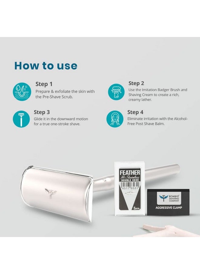 BOMBAY SHAVING COMPANY Bombay Shaving Co Silver Precision Safety Razor For Men | Gift Set For Men | Shaving Razor For Men | Gifts For Men  - Image 4