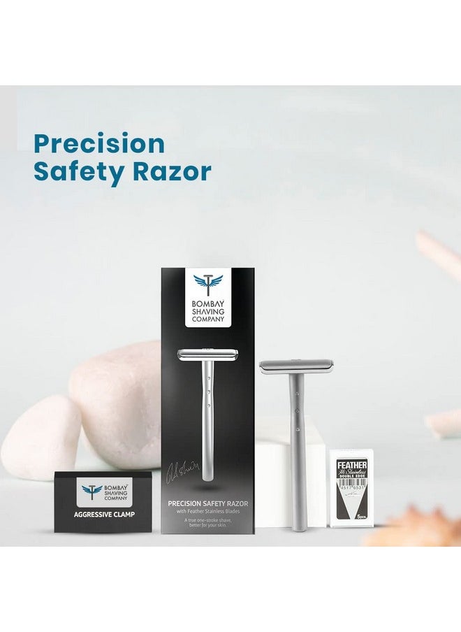 BOMBAY SHAVING COMPANY Bombay Shaving Co Silver Precision Safety Razor For Men | Gift Set For Men | Shaving Razor For Men | Gifts For Men  - Image 2