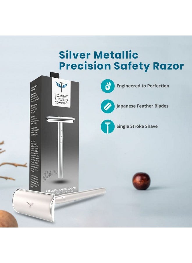 BOMBAY SHAVING COMPANY Bombay Shaving Co Silver Precision Safety Razor For Men | Gift Set For Men | Shaving Razor For Men | Gifts For Men  - Image 3
