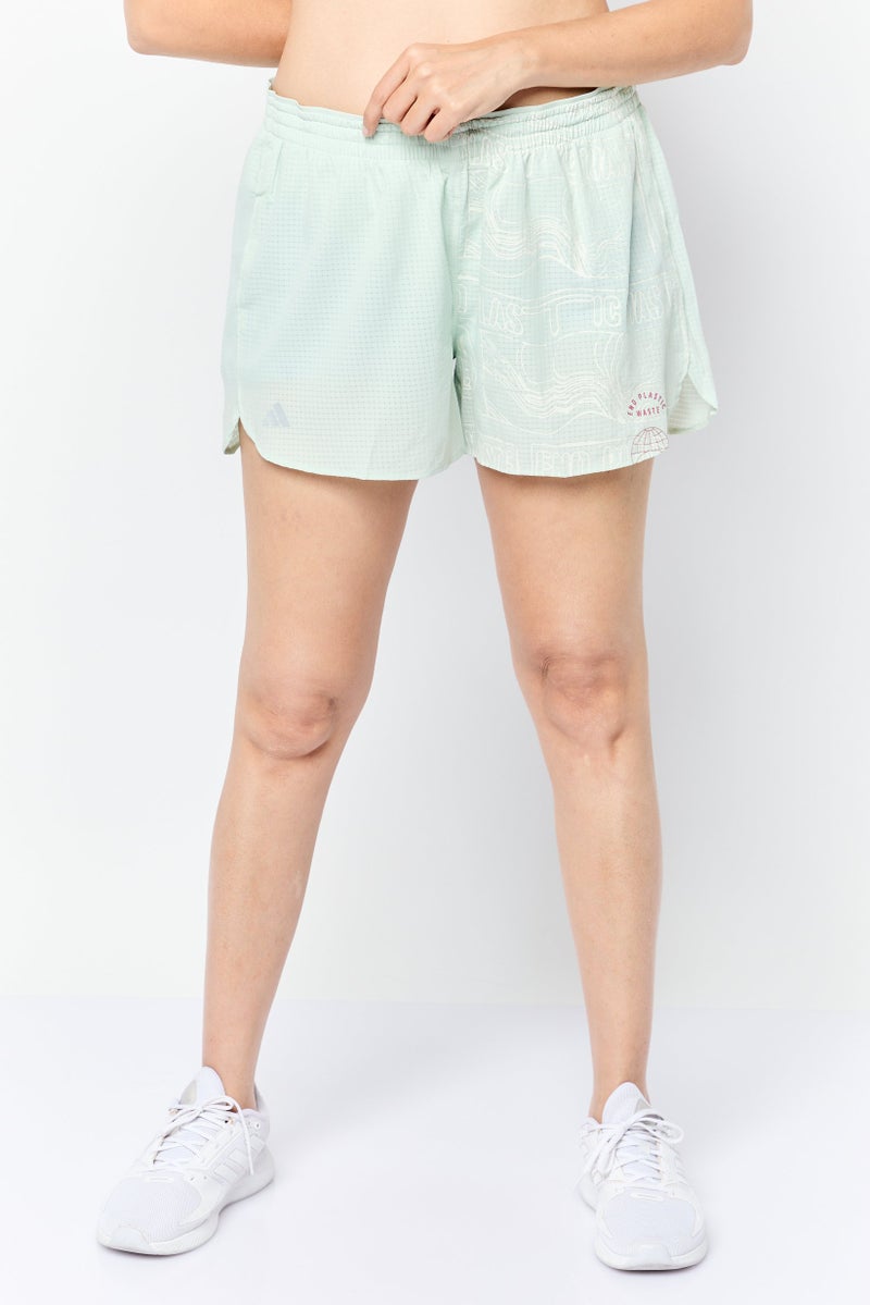 Adidas Women Sportswear Fit 4 Inseam Training Shorts, Light Green - Image 1