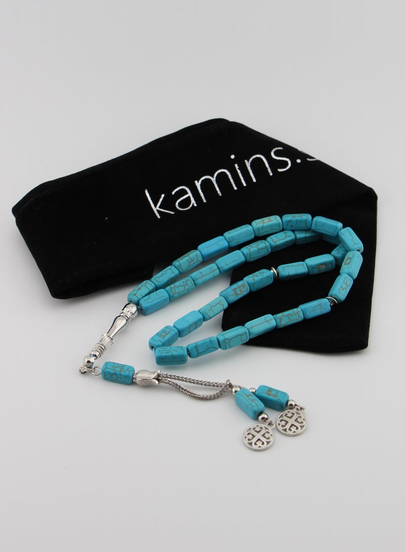Kamins Collection Turquoise Cylinder (Cut) Tasbih - Image 1