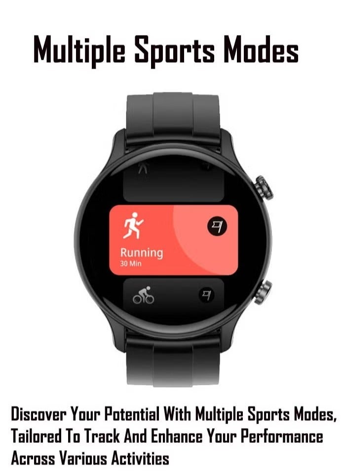 1.43 Inch AMOLED Display Smart Watch for Men – Full Touch Control, IP68 Waterproof, Includes 2 Straps, Sleek Black - Image 4