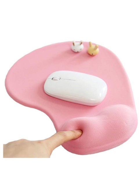 Office Mousepad with Gel Wrist Support Ergonomic Gaming Desktop Mouse Pad Wrist Rest Design Gamepad Mat Rubber Base for Laptop Computer Pink