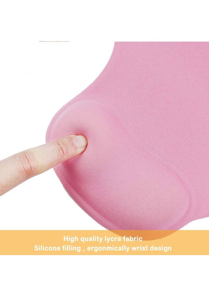 Office Mousepad with Gel Wrist Support Ergonomic Gaming Desktop Mouse Pad Wrist Rest Design Gamepad Mat Rubber Base for Laptop Computer Pink
