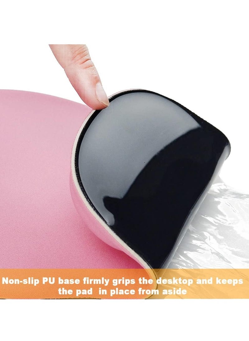 Office Mousepad with Gel Wrist Support Ergonomic Gaming Desktop Mouse Pad Wrist Rest Design Gamepad Mat Rubber Base for Laptop Computer Pink
