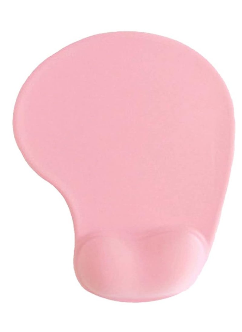 Office Mousepad with Gel Wrist Support Ergonomic Gaming Desktop Mouse Pad Wrist Rest Design Gamepad Mat Rubber Base for Laptop Computer Pink