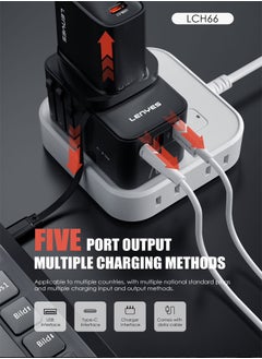 Lenyes LENYES LCH66 70W GaN Universal Travel Adapter with Dual USB & Type-C Fast Charging Ports, Built-in Type-C Cable  - Image 2