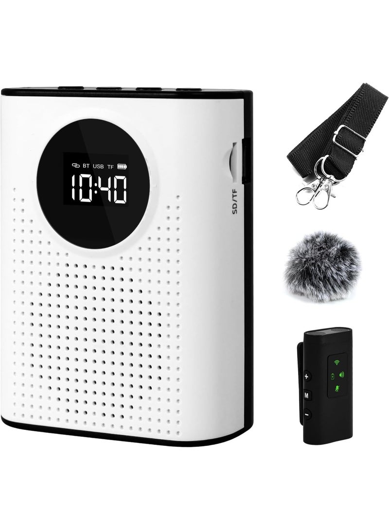 M.A&F's Voice Amplifier with Magnetic Wireless Lavalier Microphone, Portable Amplifier with 2.4G Wireless Microphone, Supports Bluetooth, TF Card, USB Flash Drive and AUX Input - Image 1