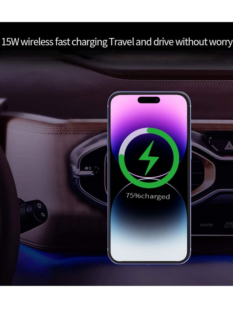 SYOSI Magnetic Car Mount Wireless Charger for iPhone 14/iPhone 13/13 Pro/12 Pro/Pro Max/Mini,Magnet Phone Holder Stand 15W Fast Charging Car Mount Wireless Charger Support - Image 3