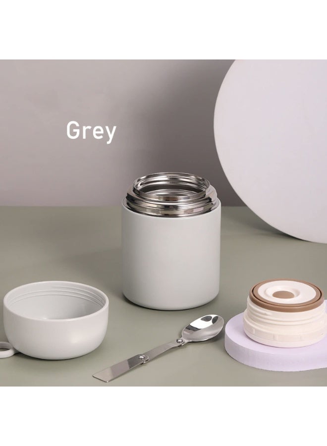 Food Jar, Kids Adult Hot and Cold Food Jar, 17 oz, Food with Folding Spoon (Grey) - Image 2
