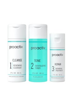 Proactiv 3 Step Acne Treatment - Benzoyl Peroxide Face Wash, Repairing Acne Spot Treatment for Face and Body, Exfoliating Toner - 30 Day Complete Acne Skin Care Kit