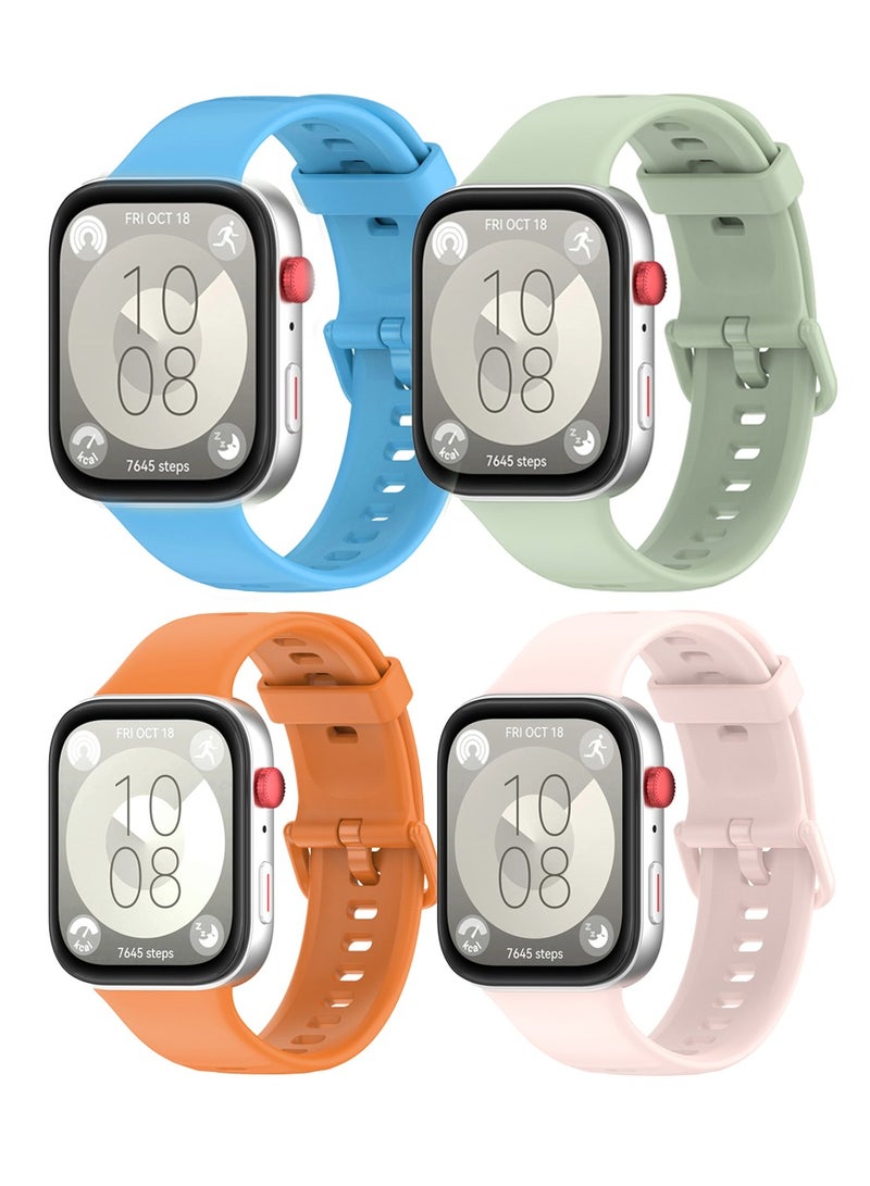 4 PCS Strap for HUAWEI Watch Fit4/Pro/ 3, Soft Silicone Replacement Band Breathable Adjustable Sport Wristband Straps - Image 1