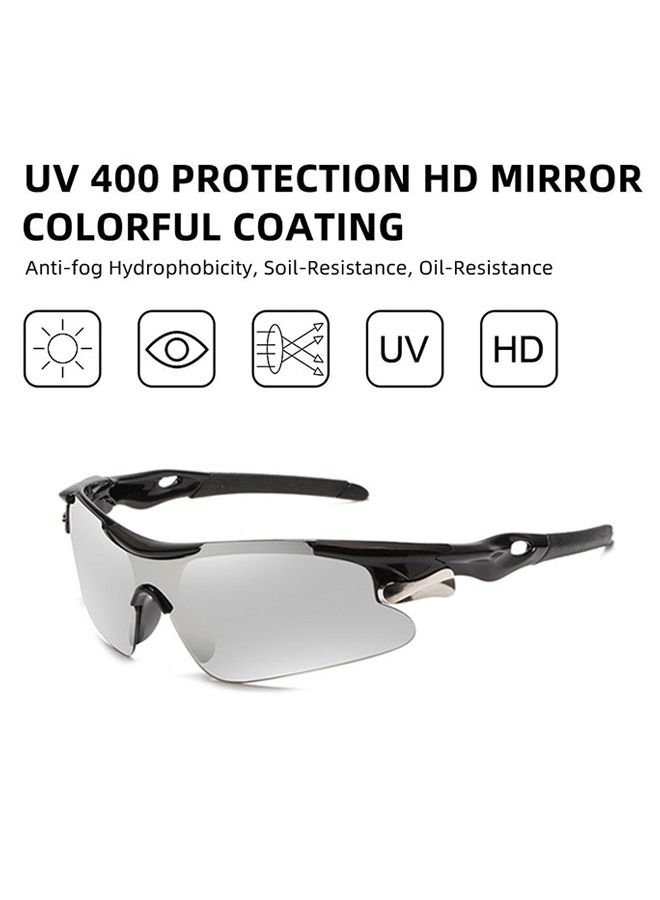 Generic 2 Pcs Outdoor Sports UV Protection Half Frame Sunglasses, UV400 Polarized Cycling safety Sports Sunglasses, Windproof Goggles for Baseball Golf (Silver+Blue) - Image 4