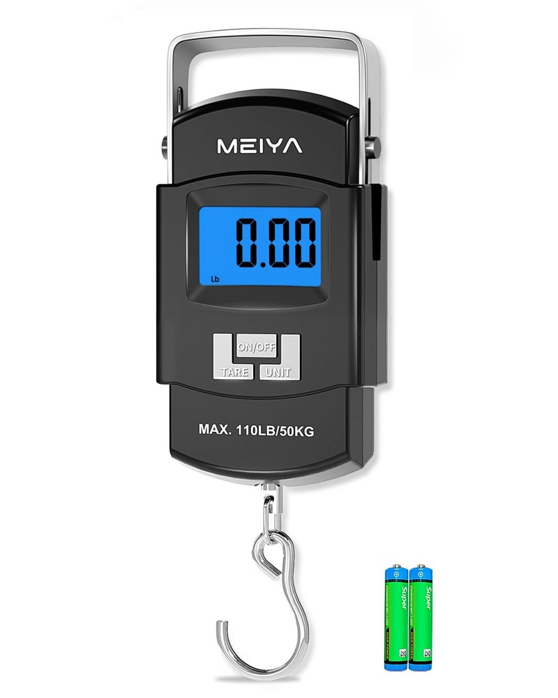 MEIYA Fish Scale 110lb50kg Digital Fishing Scale with Backlit LCD Portable Handle Stainless Steel Hook 2 AAA Batteries Reliable Fishing Gear Great Fishing Gifts for Men - Image 2