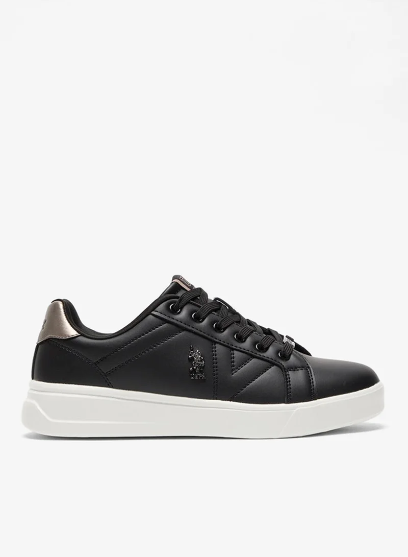 Women's Black Low-Top Sneakers - Fashionable Lace-Up Style Shoes, Perfect for Everyday Casual Outfits