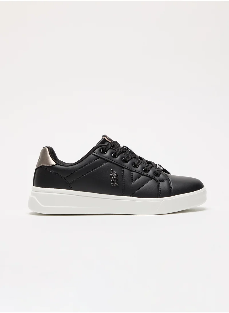 يو اس بولو اسن Women's Black Low-Top Sneakers - Fashionable Lace-Up Style, Perfect for Everyday Casual Outfits