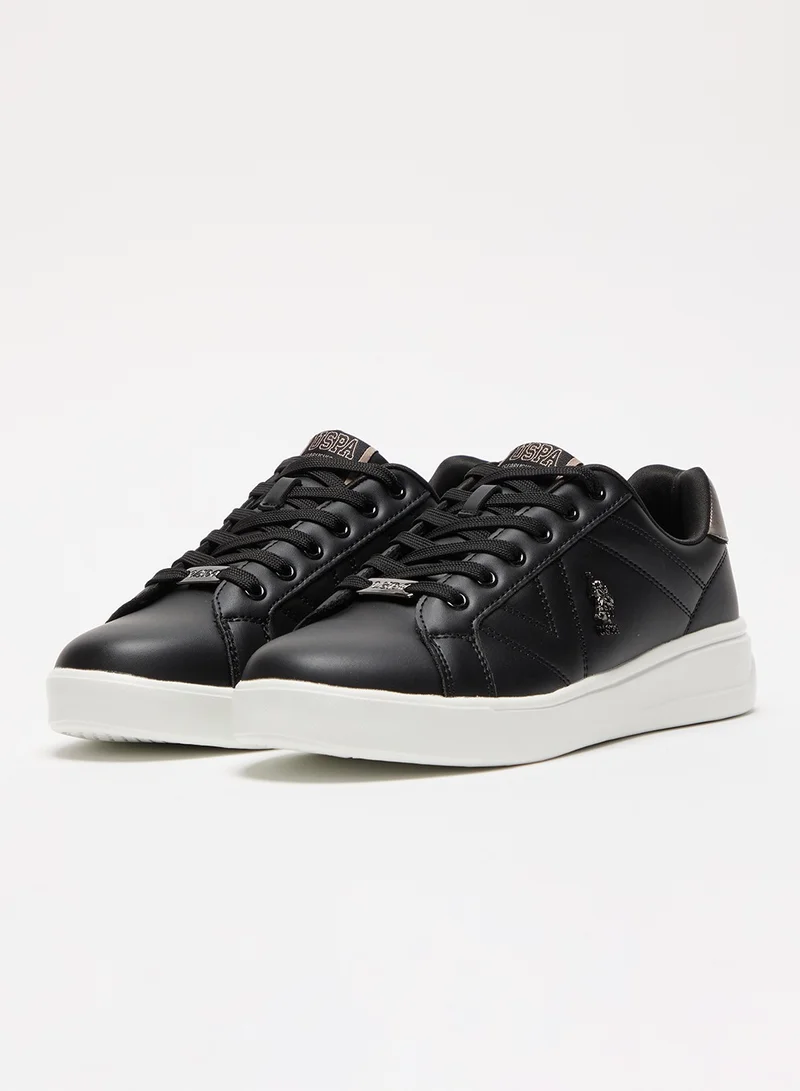 U.S. Polo Assn. Women's Black Low-Top Sneakers - Fashionable Lace-Up Style, Perfect for Everyday Casual Outfits
