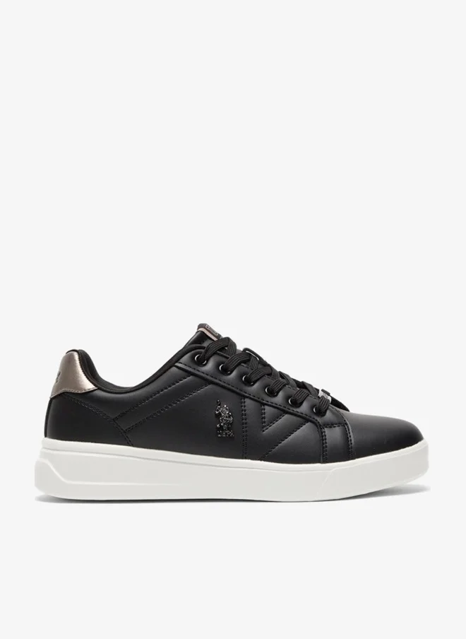 Women's Black Low-Top Sneakers - Fashionable Lace-Up Style Shoes, Perfect for Everyday Casual Outfits