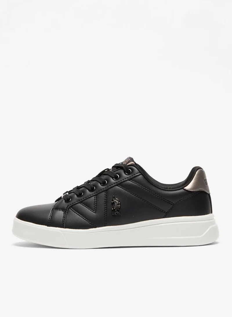 U.S. Polo Assn. Black Women's Black Low-Top Sneakers - Fashionable Lace-Up Style Shoes, Perfect for Everyday Casual Outfits for Women | Best Price UAE