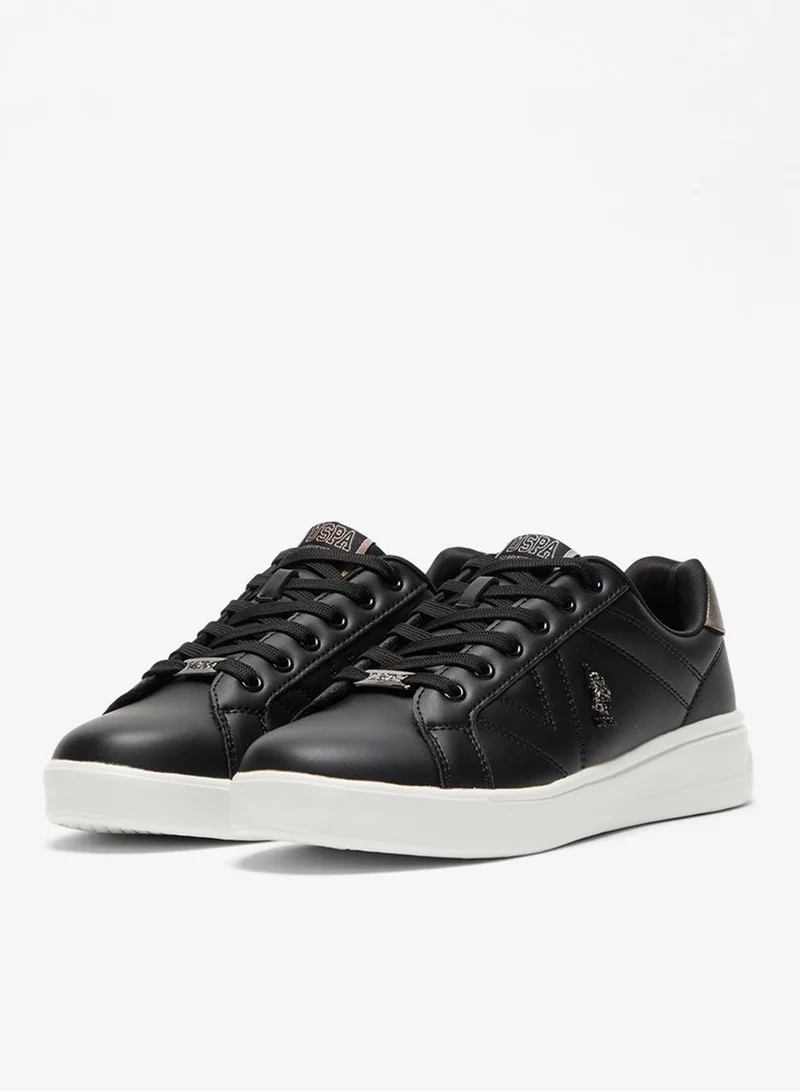 U.S. Polo Assn. Black Women's Black Low-Top Sneakers - Fashionable Lace-Up Style Shoes, Perfect for Everyday Casual Outfits for Women | Best Price UAE